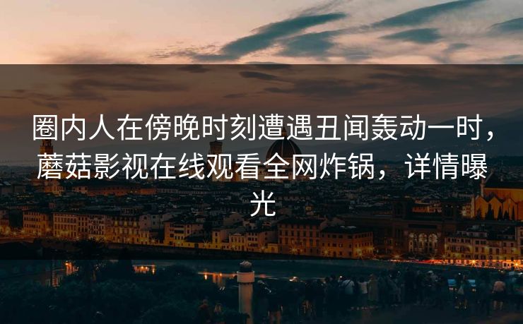 圈内人在傍晚时刻遭遇丑闻轰动一时,蘑菇影视在线观看全网炸锅,详情曝光 圈内人在傍晚时刻遭遇丑闻轰动一时,蘑菇影视在线观看全网炸锅,详情曝光