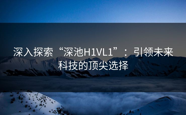 深入探索“深池H1VL1”:引领未来科技的顶尖选择 深入探索“深池H1VL1”:引领未来科技的顶尖选择