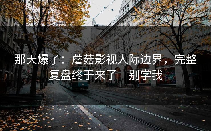 那天爆了：蘑菇影视人际边界，完整复盘终于来了｜别学我