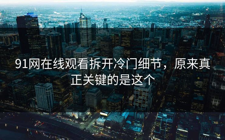 91网在线观看拆开冷门细节，原来真正关键的是这个